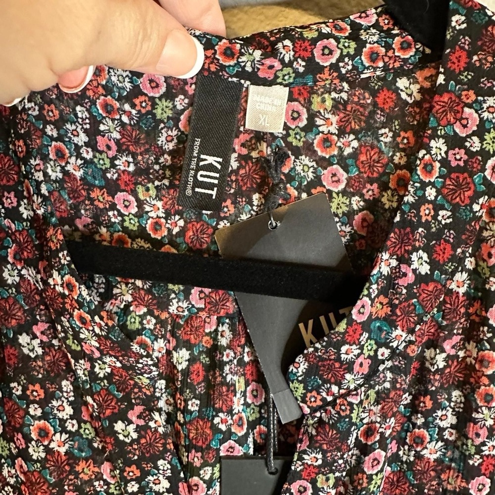 NWT Kut From The Kloth Floral Sheer Blouse Size XL - KUT from the Kloth - Picture 4 of 6